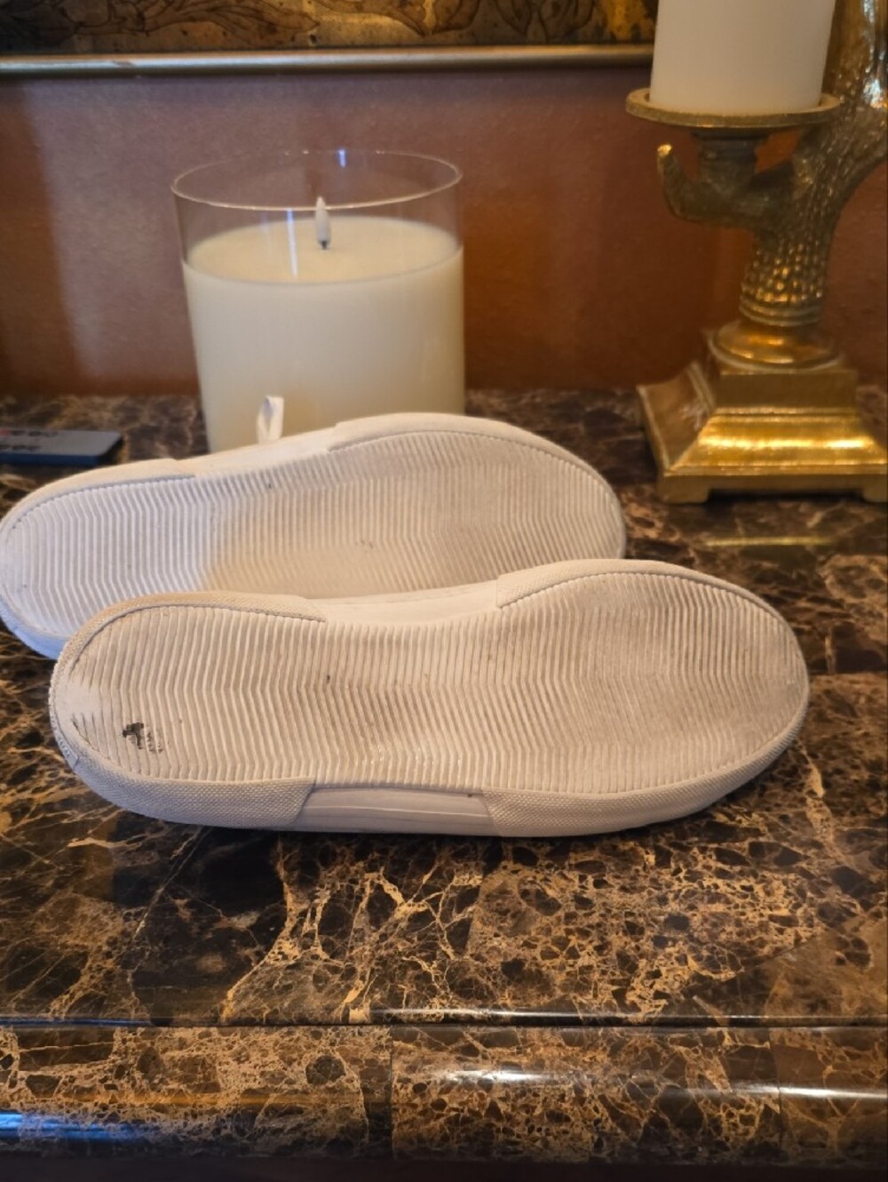 Michael Kors Beige and White MK Logo Low-Top Sneakers - Picture 7 of 9